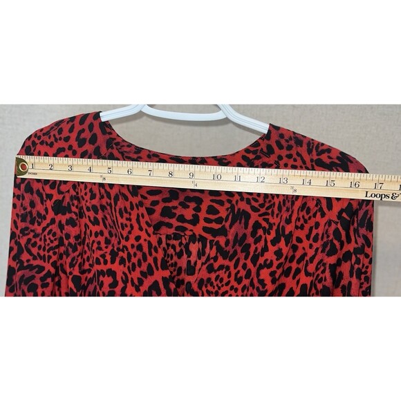 I.N.C International Concepts Surplice Top Womens XL Red Leopard Print Cheetah - Picture 4 of 7